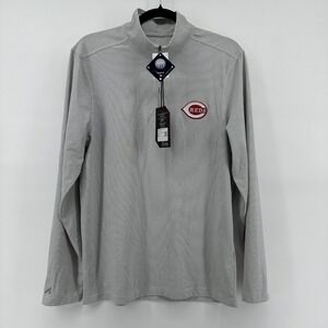 Antigua Cincinnati Reds Pave 1/4 Zip Pullover Mens Small Gray MLB Baseball NWT